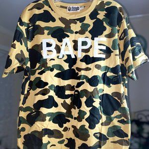 Bape Yellow 1st Camo Logo Tee (Large)